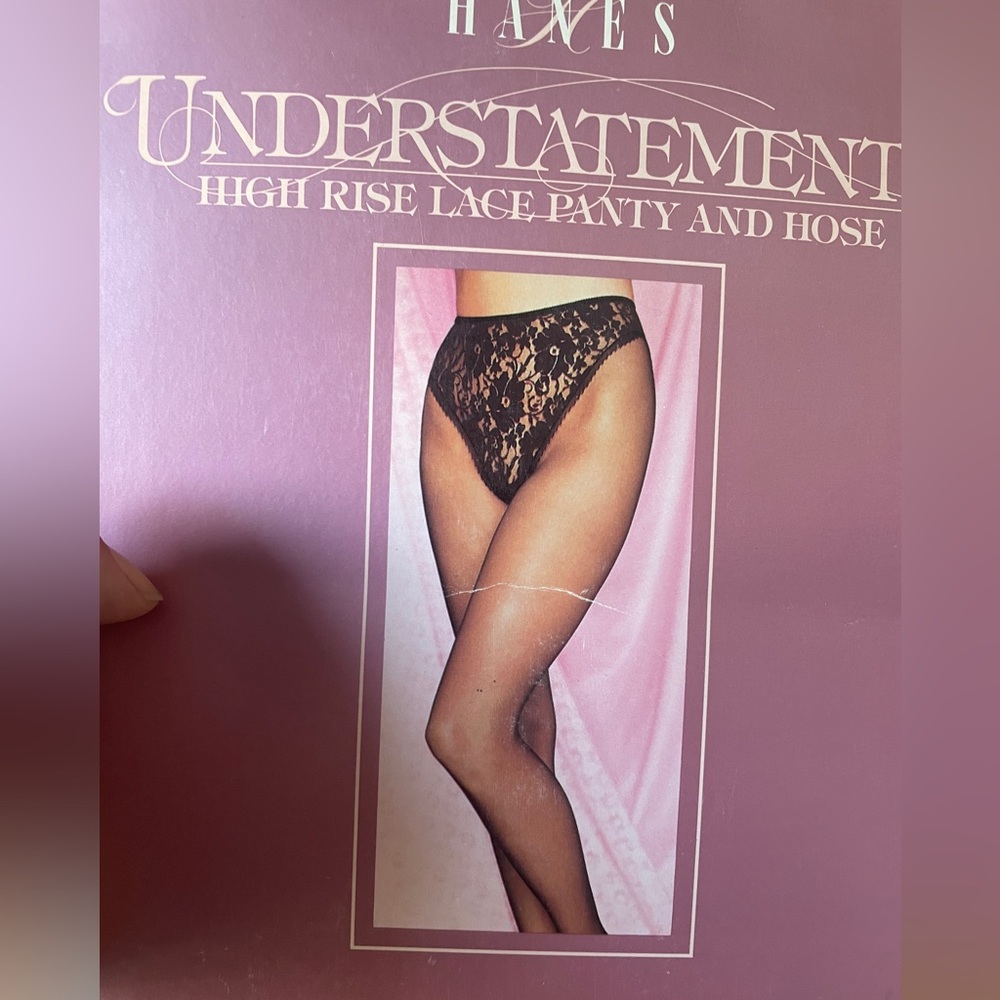 Hanes White High Rise Lace Panty & Hose 1987